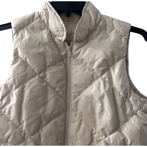Caslon Womens Quilted Vest M Beige Nylon Down Polyester - Picture 11 of 12